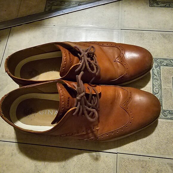 Cole Haan Men's Wingtip Oxford Shoes Size 12M Leather Brown Lace-Up Brogue Dress - Picture 10 of 12